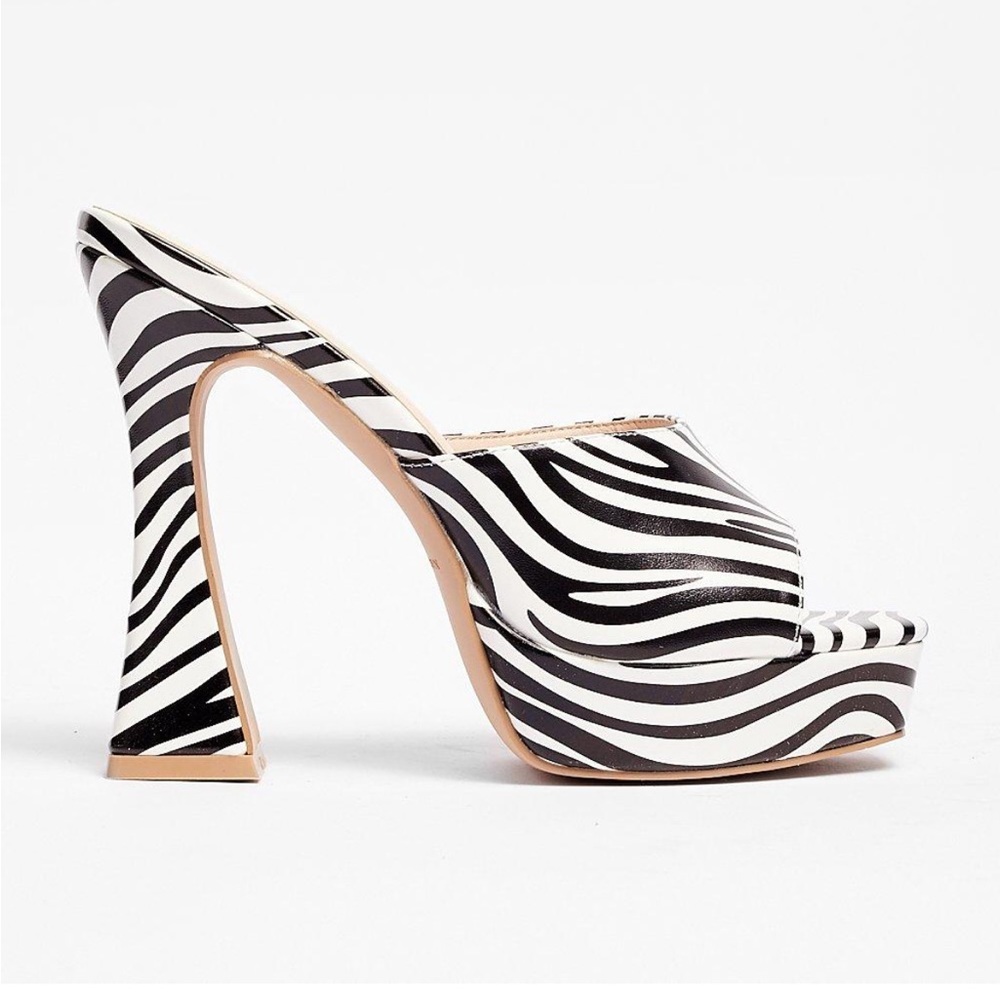 Nasty Gal Zebra Platform Block Heel Mules